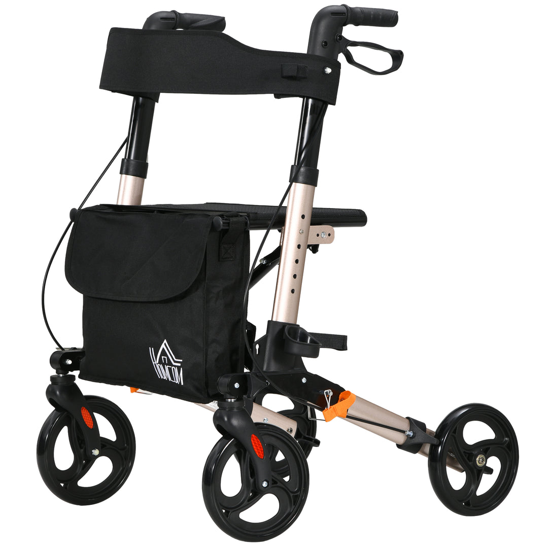 Rollator with Seat and Back, Folding Mobility Walker