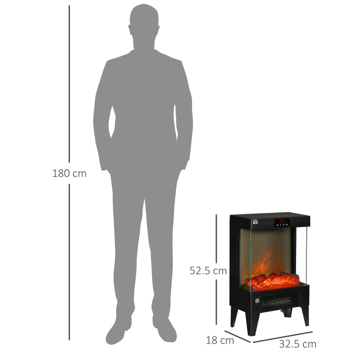 Electric Fireplace Heater, Freestanding 750W/1500W Fireplace, w/ LED Screen, Remote included Quiet Heater Ideal for 25m² Indoor Use, Black