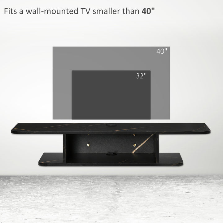 Floating TV Unit Stand for TVs up to 40", Wall Mounted Media Console with Storage Shelf, Entertainment Center, Black