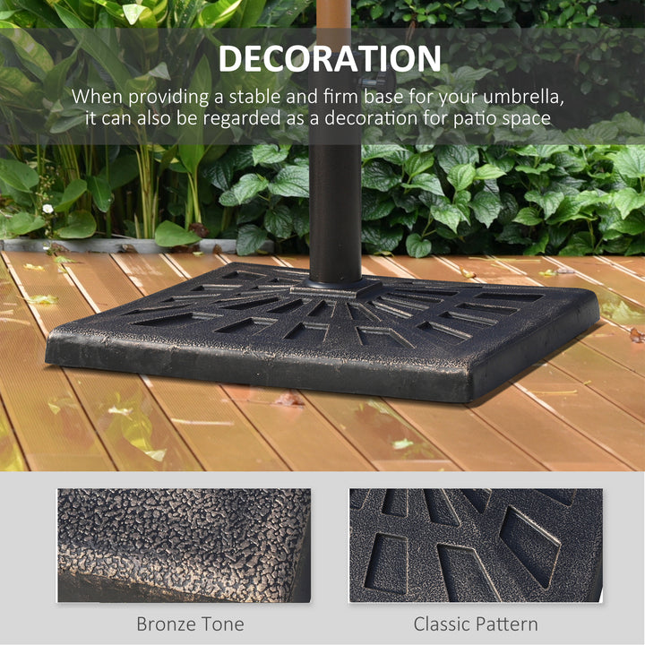 15kg Parasol Base Durable Patterned Garden Patio Square Umbrella Stand Base Bronze