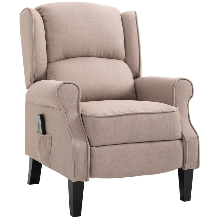 Linen Heated Reclining Massage Armchair w/ Footrest Beige
