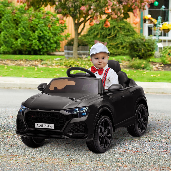 Compatible 6V Battery-powered Kids Electric Ride On Car Audi RS Q8 Toy with Parental Remote Control Music Lights USB MP3 Bluetooth Black