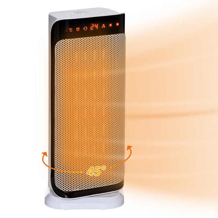 HOMCOM Ceramic Space Heater Oscillating Portable Tower Heater w/ Three Heating Mode, Programmable Timer, Over Heating & Tip-over Switch Protection