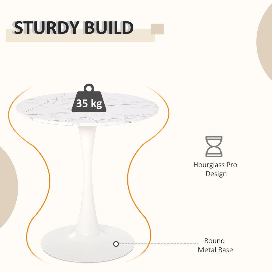 Modern Round Dining Table Leisure Coffee Bistro Table with Metal Base for Kitchen &amp; Dining Room White