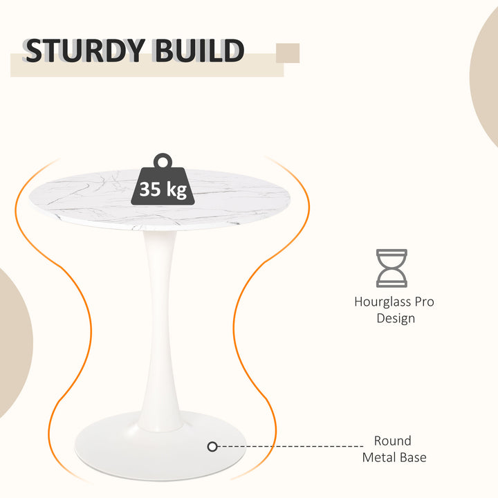 Modern Round Dining Table Leisure Coffee Bistro Table with Metal Base for Kitchen &amp; Dining Room White