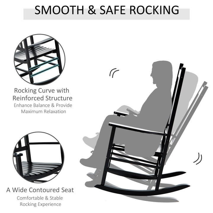 Rocking Chair Armchair Wooden Patio Rocker Balcony Deck Outdoor Porch Garden Seat Black