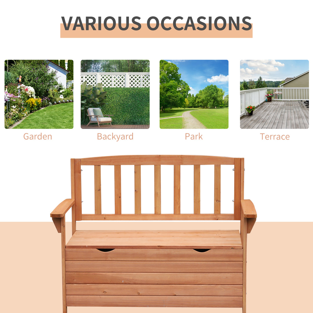 Outdoor Garden Storage Bench Patio Box All Weather Deck Fir Wood Solid Seating