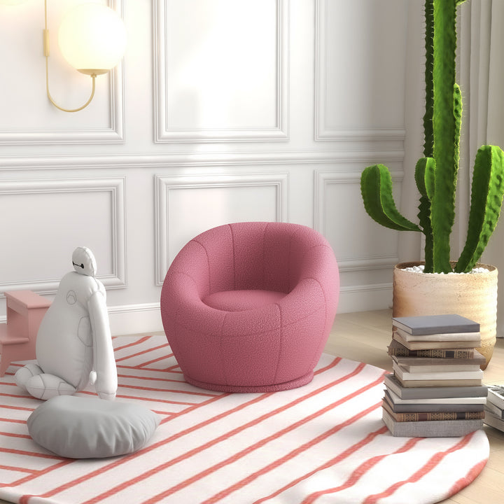 Modern Accent Chair, Swivel Upholstered Armchair-Pink