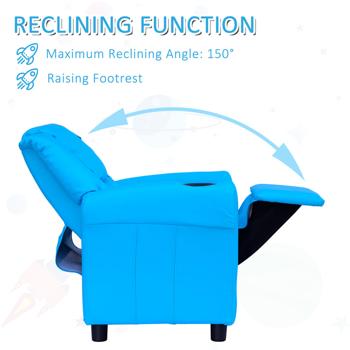 Childrens Recliner Armchair W/ Cup Holder-Blue