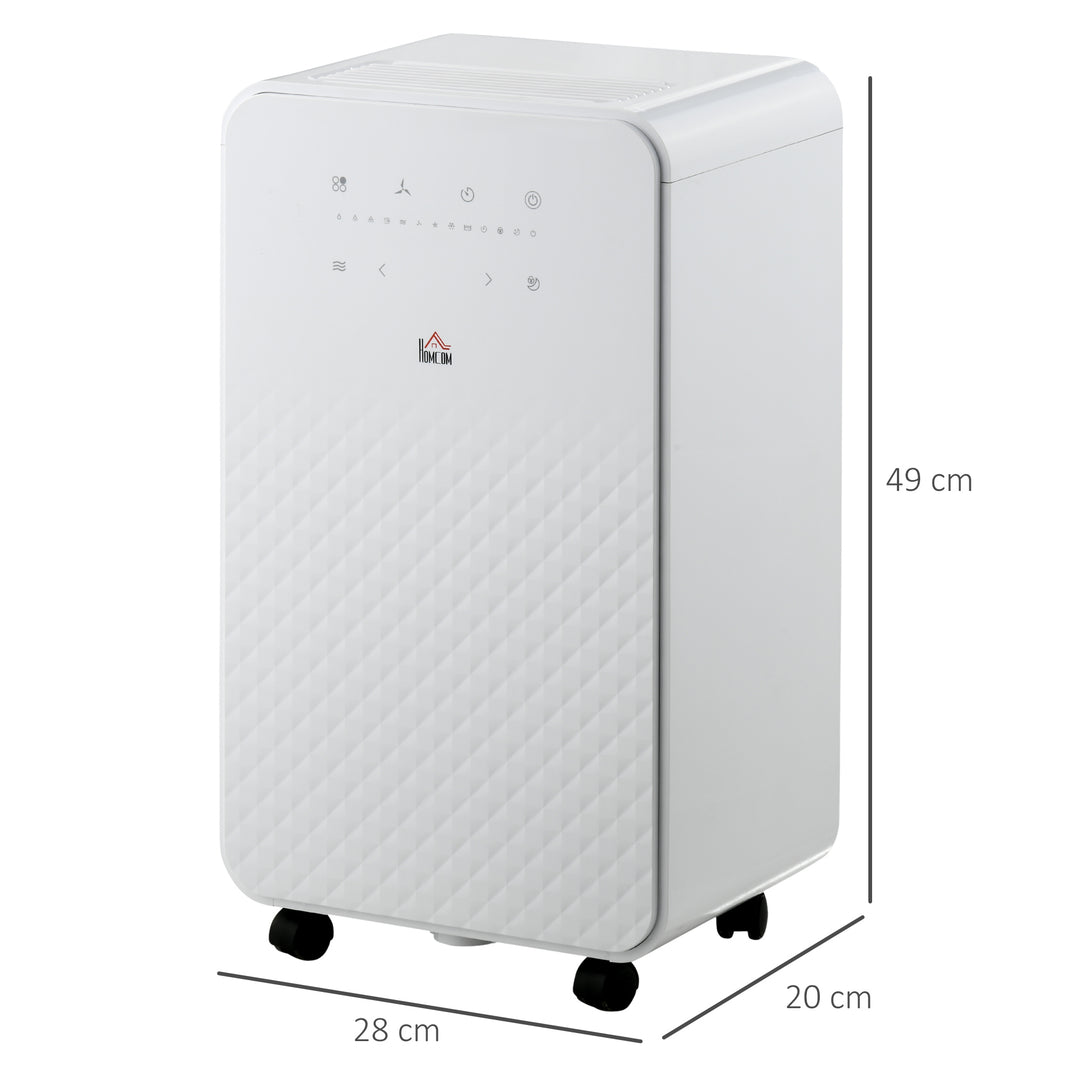 2000mL Portable Dehumidifier with Air Purifier, 24H Timer, 5 Modes, 12L/Day, for Home Laundry, White