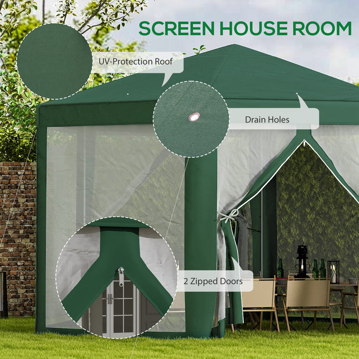 Netting Gazebo Hexagon Tent Patio Canopy Outdoor Shelter Party Activities Shade Resistant (Green)