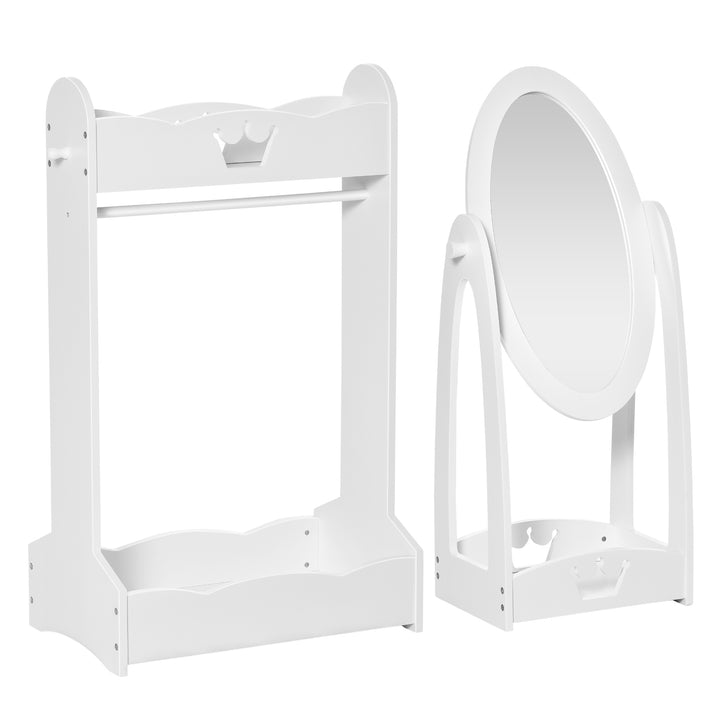 Kids Clothes Rail and Mirror Set - White