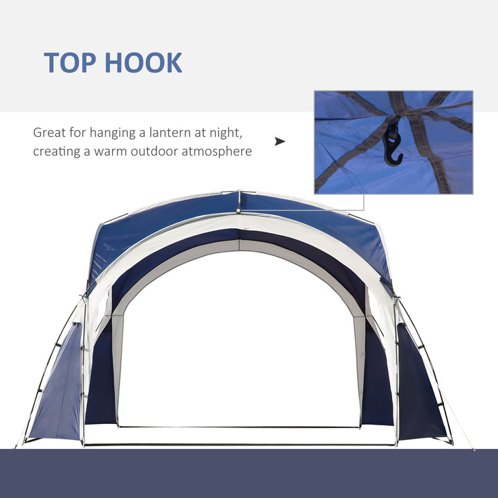 3.5 x 3.5M Gazebo Outdoor Marquee Tent Garden Sun Shelter Patio Spire Arc Pavilion Camp Sun Shade Blue and Grey