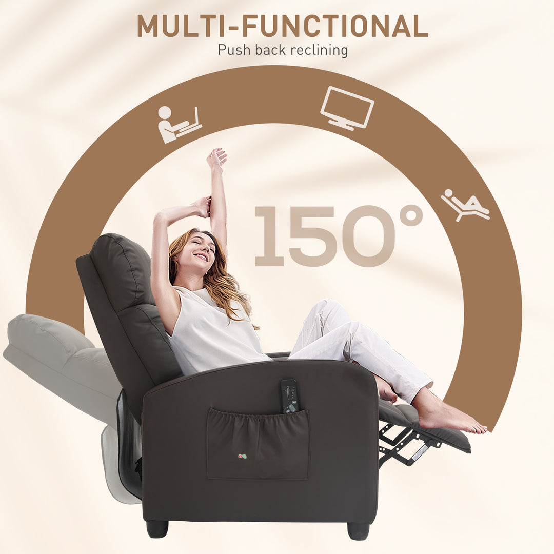 Recliner Sofa Chair PU Leather Massage Armcair w/ Footrest and Remote Control for Living Room, Bedroom, Home Theater, Brown