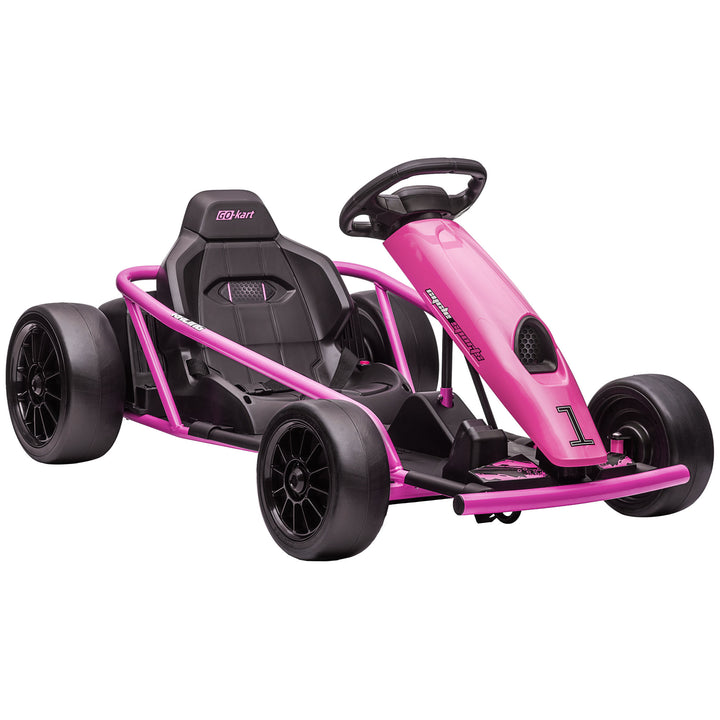 24V Electric Go Kart for Kids, Drift Ride-On Racing Go Kart with 2 Speeds, for Boys Girls Aged 8-12 Years Old, Pink