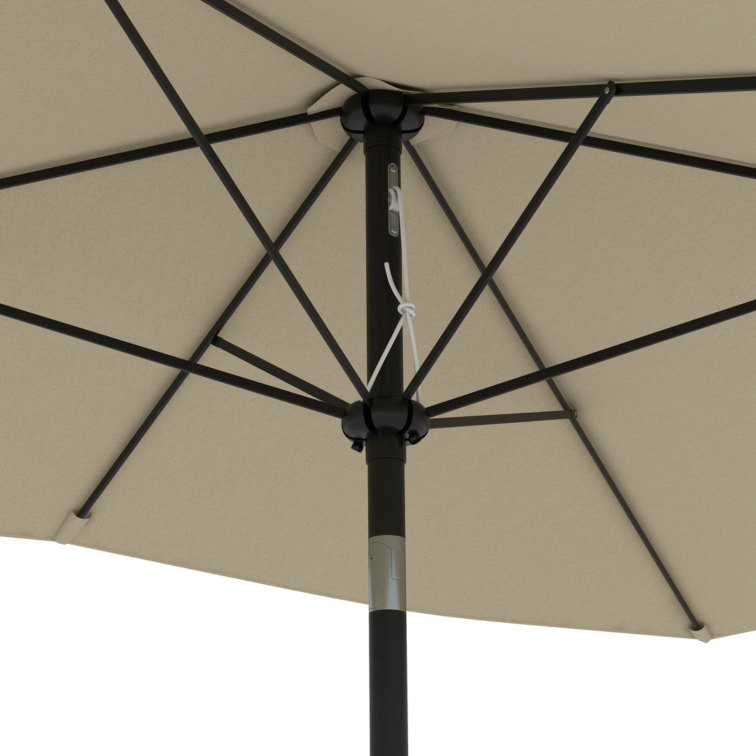 Outsunny 2 x 3m Garden Parasol Umbrella, Rectangular Market Umbrella Patio, Outdoor Table Umbrellas with Crank &amp; Push Button Tilt, Cream White