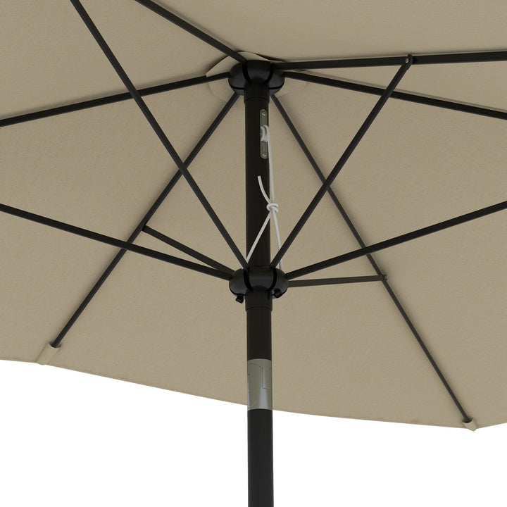 Outsunny 2 x 3m Garden Parasol Umbrella, Rectangular Market Umbrella Patio, Outdoor Table Umbrellas with Crank &amp; Push Button Tilt, Cream White