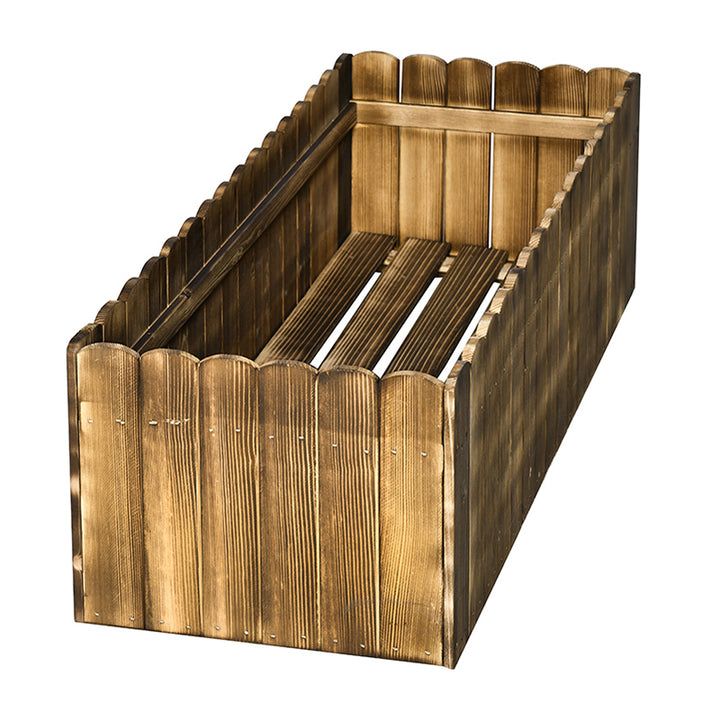 Garden Flower Raised Bed Pot Wooden Large Rectangle Planter (100L x 40W x 30H (cm)