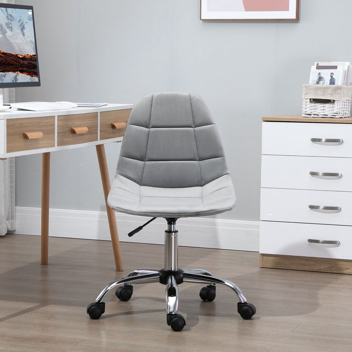 Vinsetto Ergonomic Office Chair with Adjustable  Height and Wheels Velvet Executive Chair Armless for Home Study Bedroom Grey