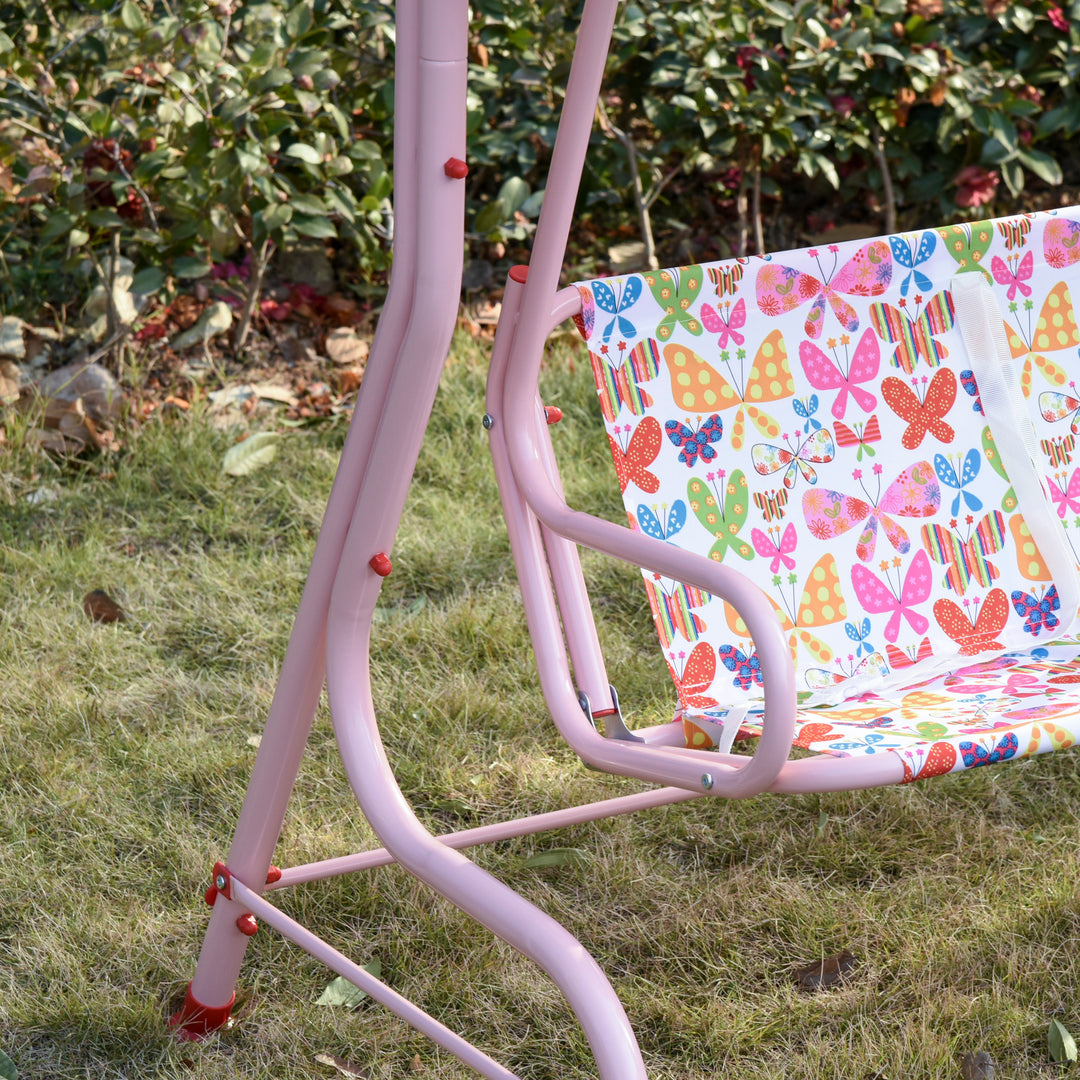 Kids Canopy Garden Swing Chair Hammock Lounge Toddler Seat Belt Awning Pink
