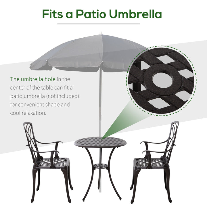 Patio Cast Aluminium 3 PCS Bistro Set Coffee Table & 2 Chairs Set Outdoor Garden Furniture Set