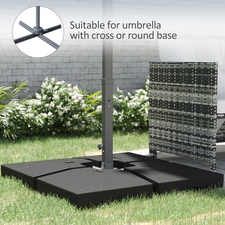 4 Pieces Portable Sand or Water Fillable Parasol Base Cross Stand Weights Square Holder Cantilever Garden (Pole&Cross Stand NOT INCLUDED)