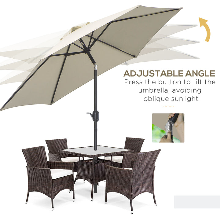 2.7 m Patio Umbrella Sun Shade Tilt Crank Garden Aluminium Frame-Cream White