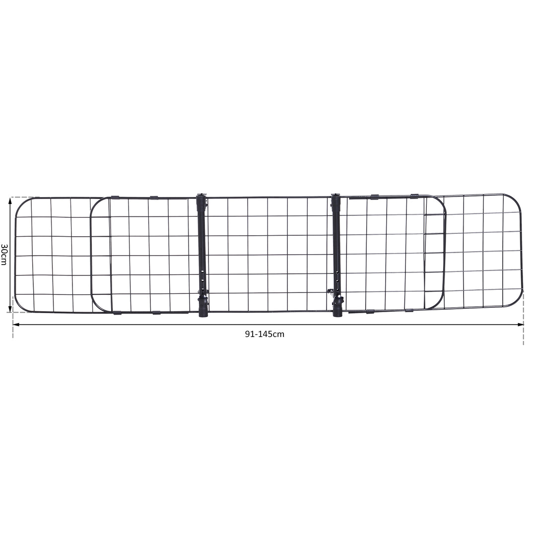 Heavy Duty Pet Car Barrier, 91-145Wx30H cm-Black