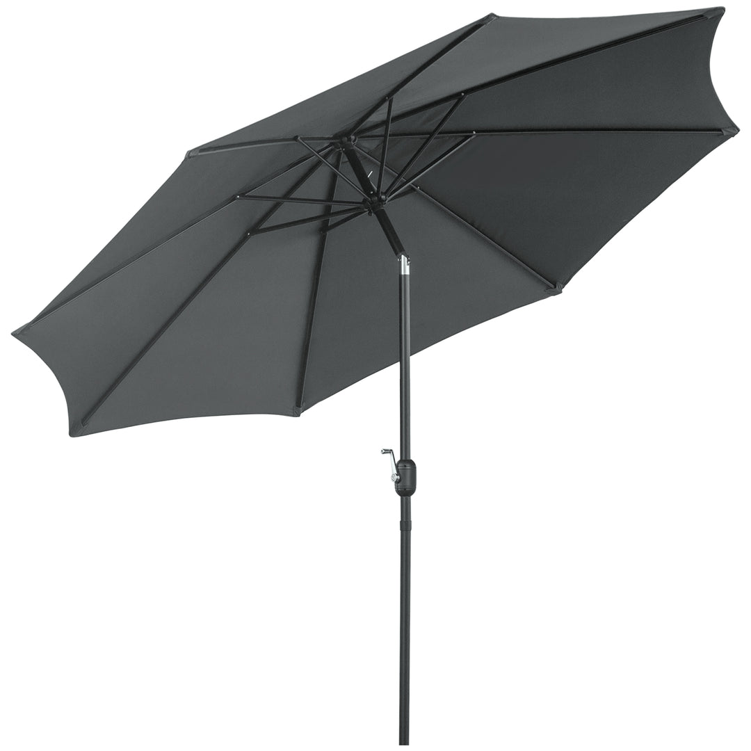 3(m) Tilting Parasol Garden Umbrellas, Outdoor Sun Shade with 8 Ribs, Tilt and Crank Handle for Balcony, Bench, Garden, Dark Grey