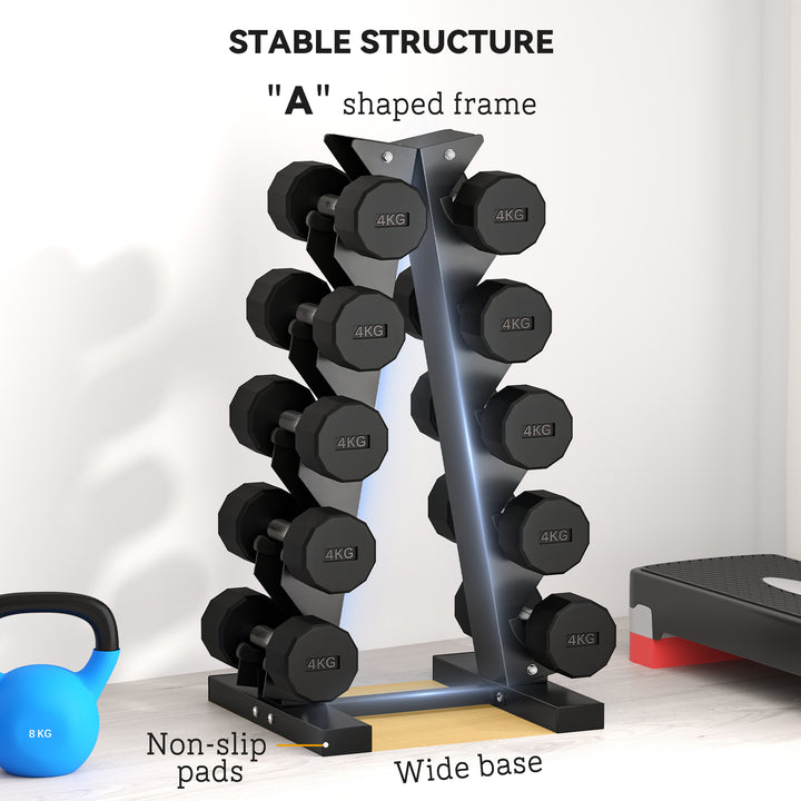 Five-Tier Dumbbell Storage Rack, for Home Gym Exercise - Black