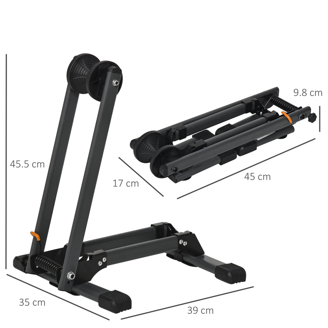 Foldable Bike Storage Stand Parking Rack Fit Max. 5.5cm Wide Wheel Metal Nylon Black