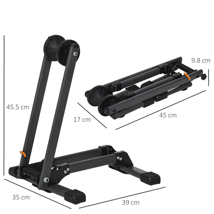 Foldable Bike Storage Stand Parking Rack Fit Max. 5.5cm Wide Wheel Metal Nylon Black