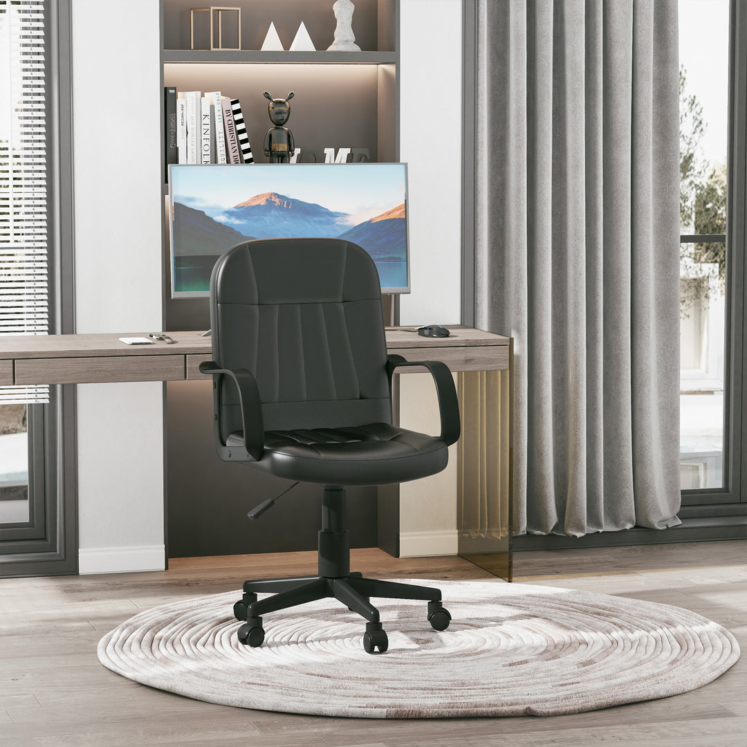 Swivel Executive Office Chair PU Leather Computer Desk Chair Office Furniture Gaming Seater - Black