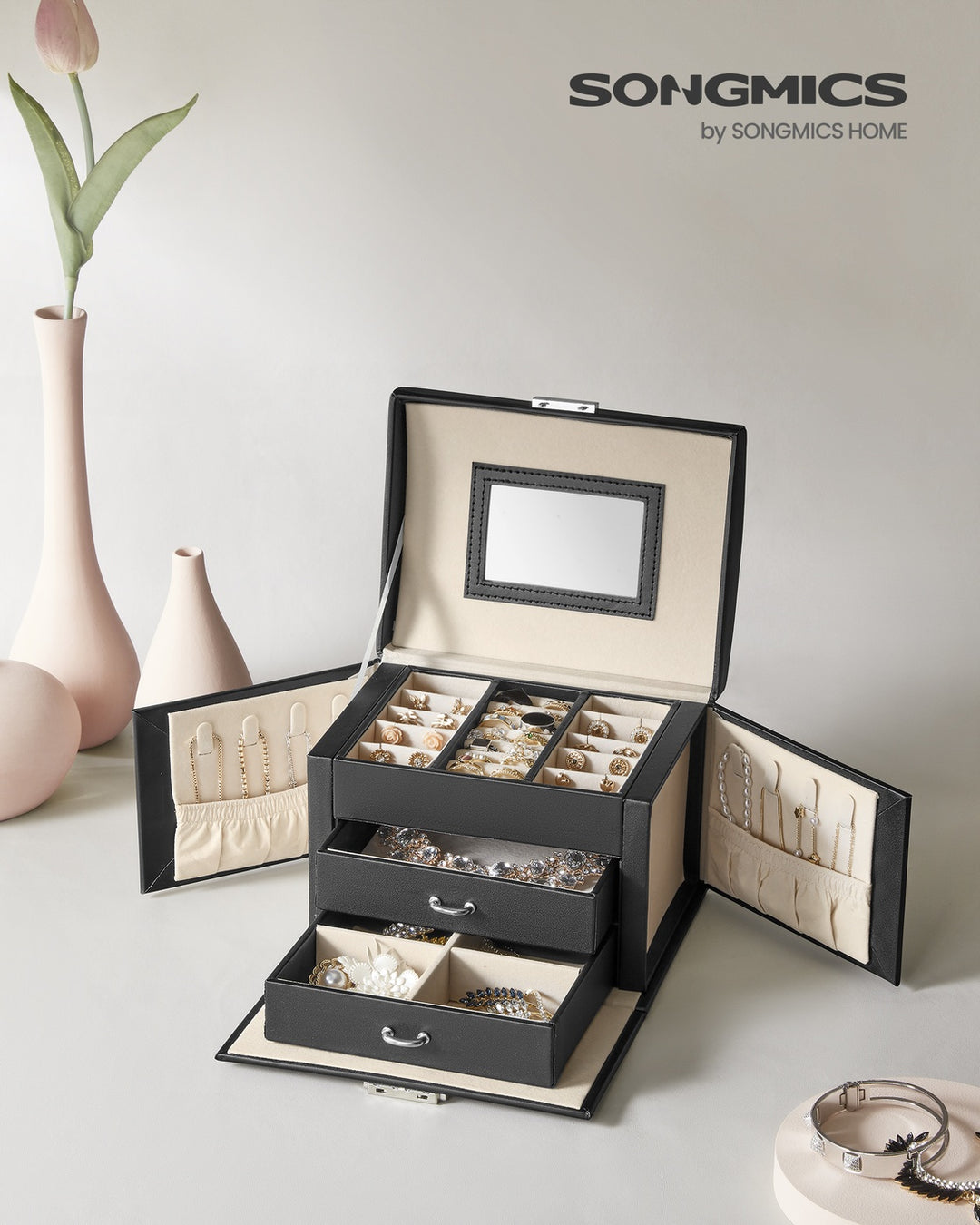 Black Jewelry Box with Lock