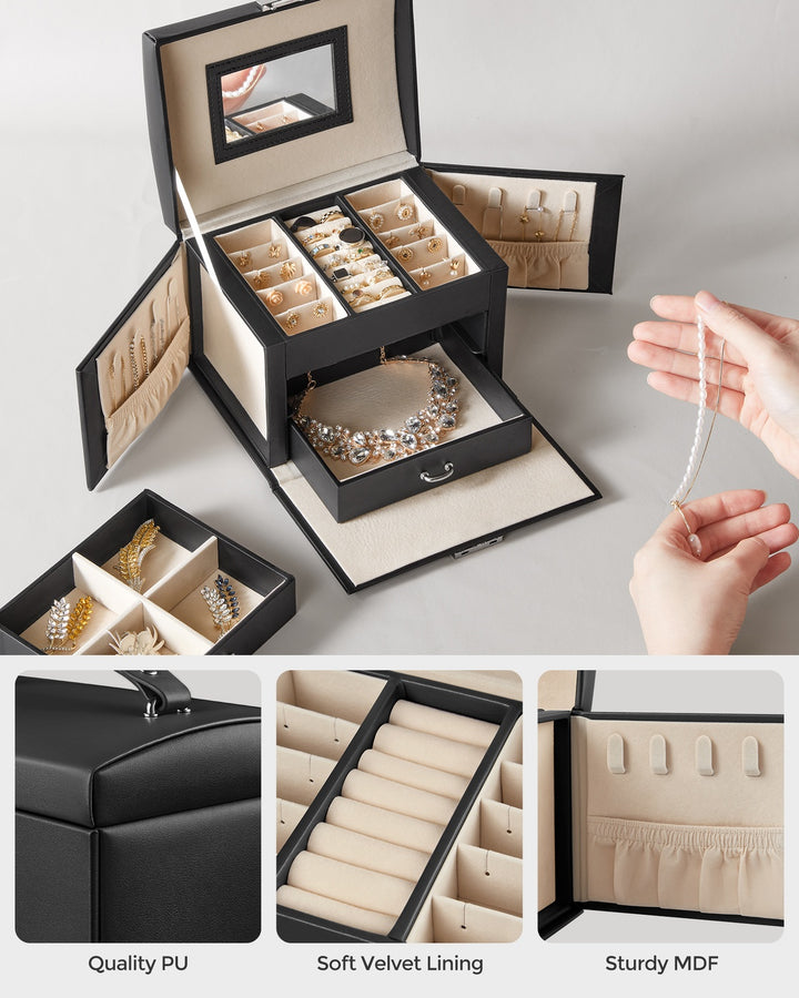 Black Jewelry Box with Lock