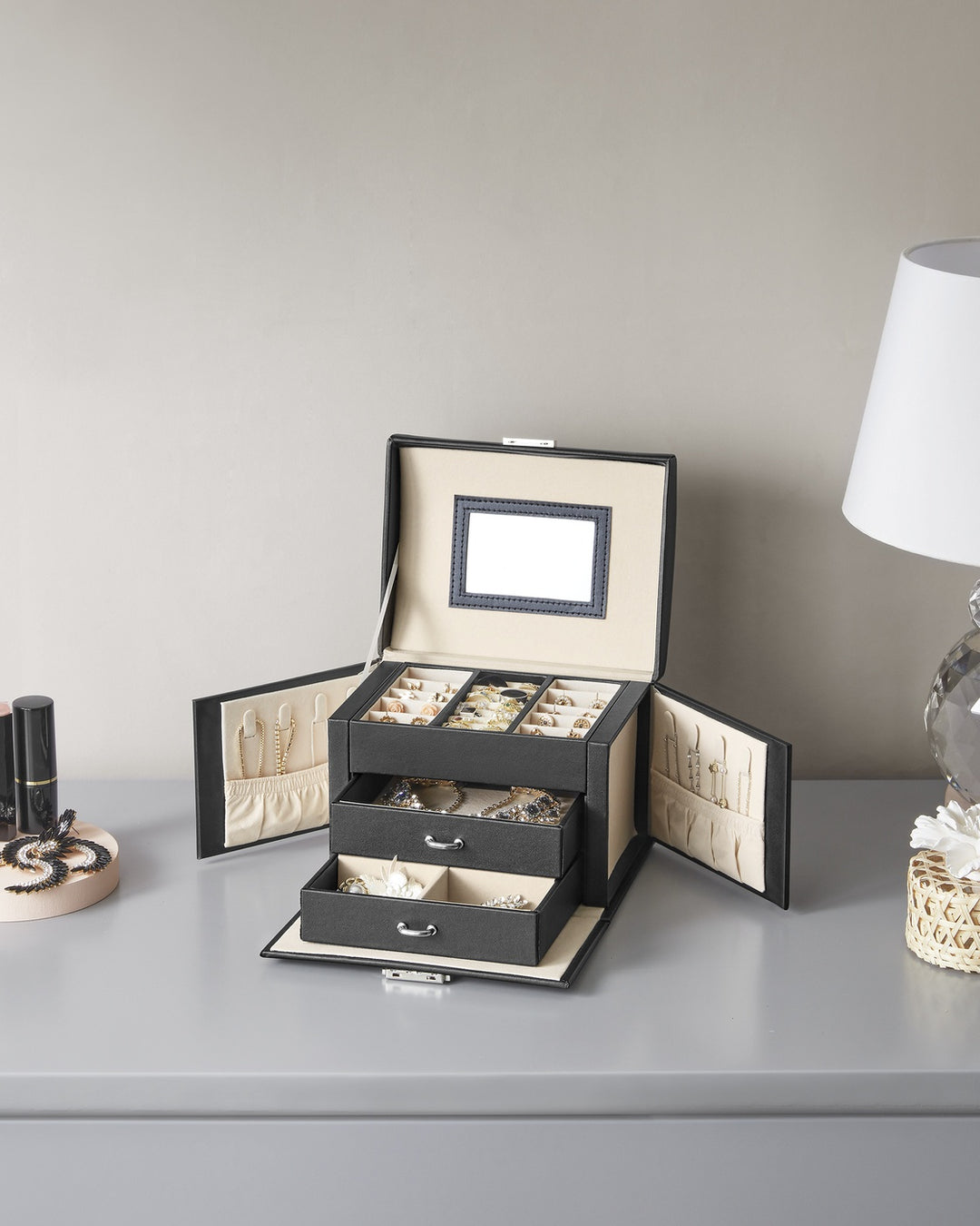 Black Jewelry Box with Lock