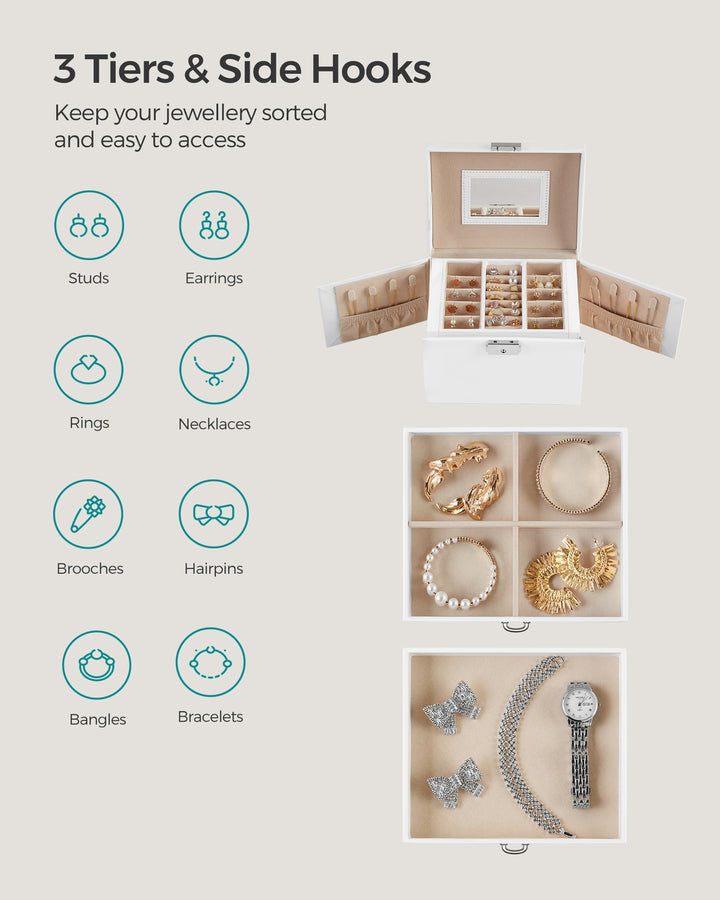 White Jewelry Storage Box for Women