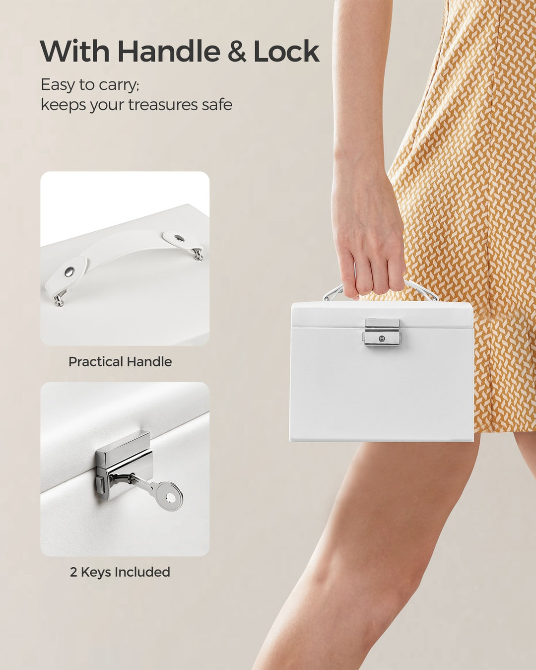 White Jewelry Storage Box for Women