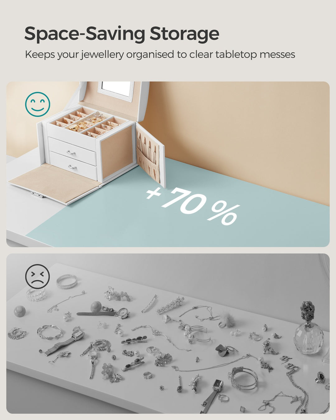 White Jewelry Storage Box for Women