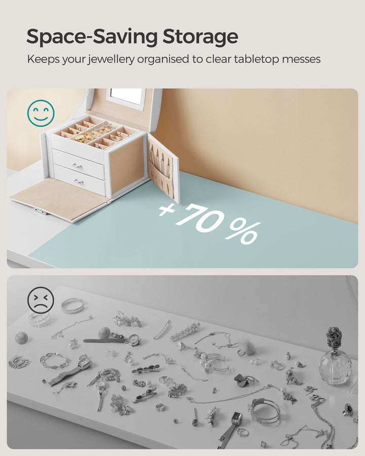 White Jewelry Storage Box for Women