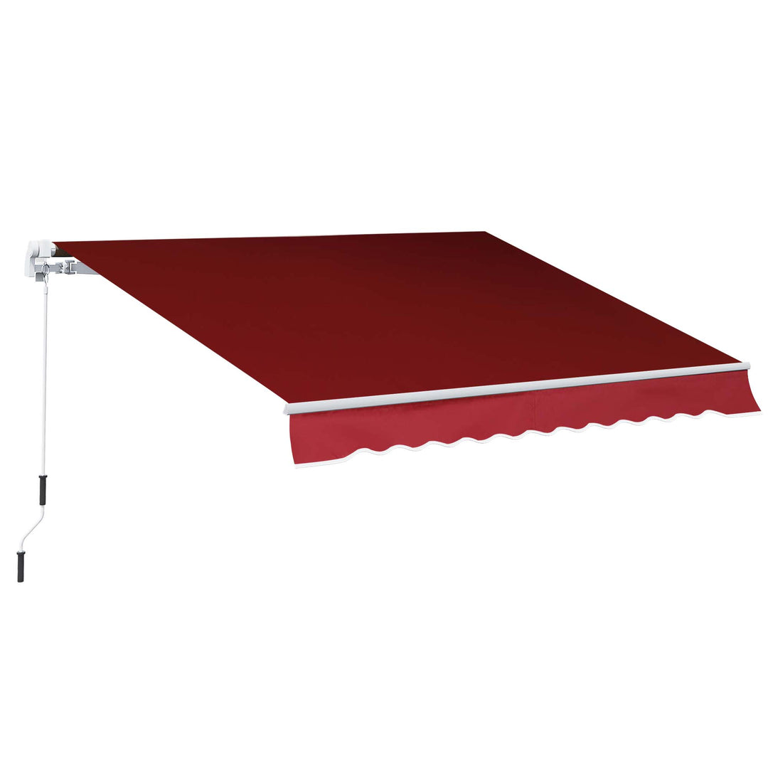 Garden Patio Manual Retractable Sun Shade Patio Awning Outdoor Deck Canopy Shelter, 2.5mx2m (Dark Red)