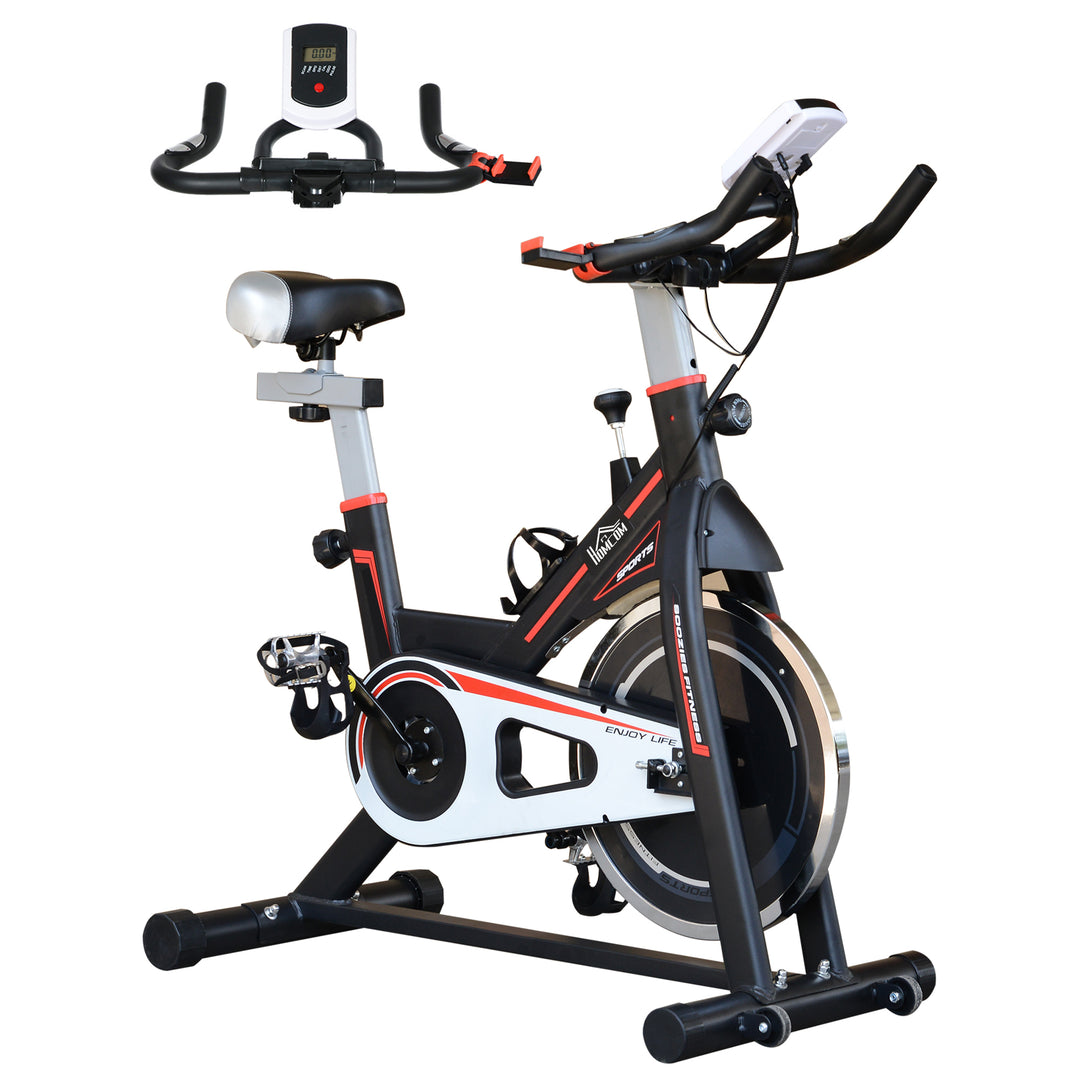 HOMCOM Belt-Driven Exercise Bike with LCD Display-Black