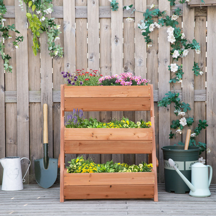 Wooden Bed Elevated Planter Box Kit, for Flower, Vegetable-Brown