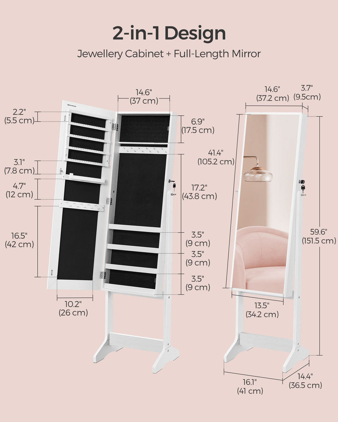 Full Mirrored Jewelry Cabinet