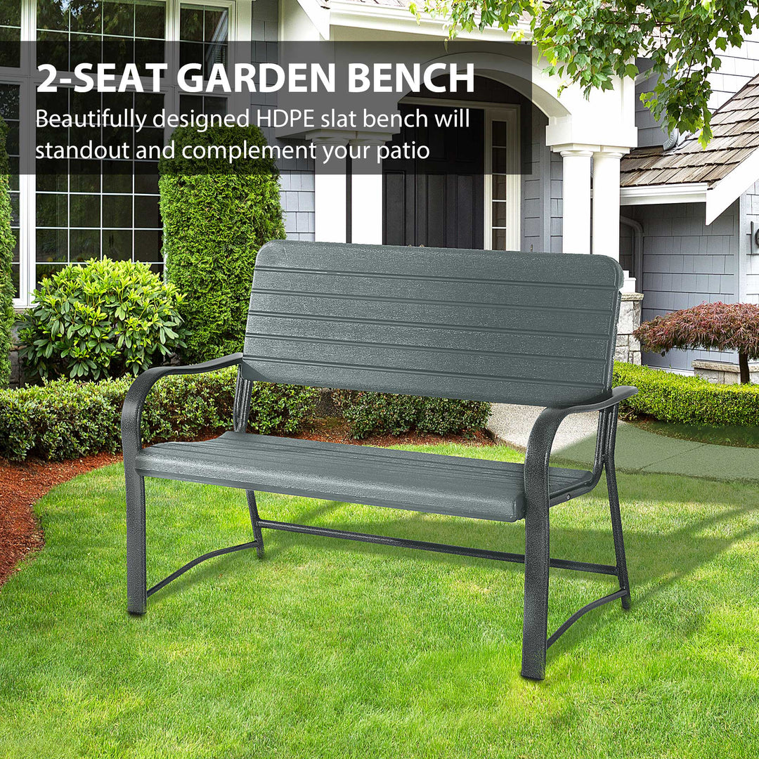 2 Seater Garden Bench Double Chair Outdoor Love Chair Patio Furniture. - Dark Green