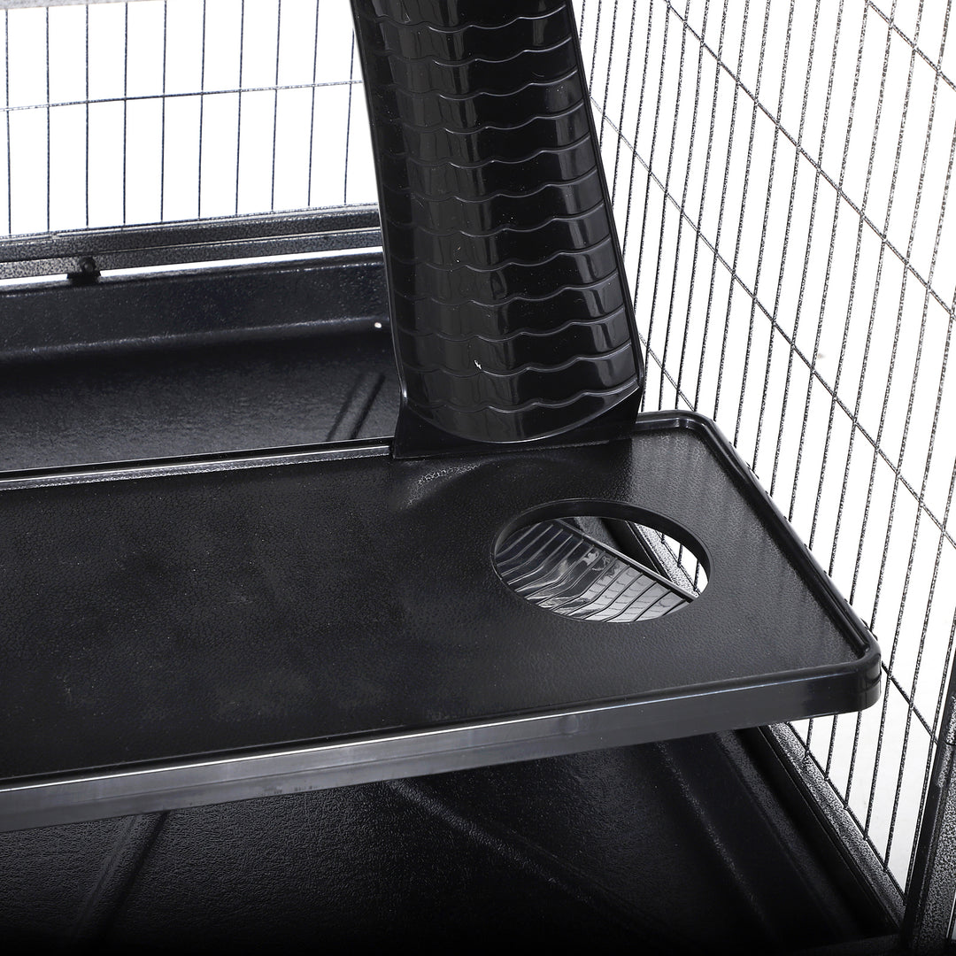 Small Animal Cage for Chinchilla Ferret Kitten on Wheels with Hammocks Removable Tray, Silver Grey