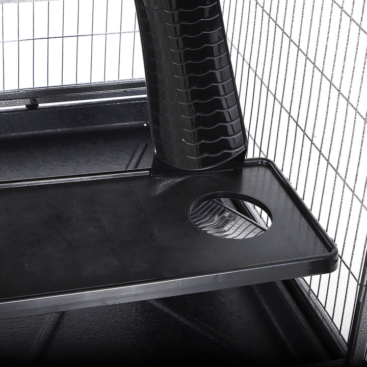 Small Animal Cage for Chinchilla Ferret Kitten on Wheels with Hammocks Removable Tray, Silver Grey