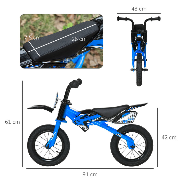 12" Kids Balance Bike, 3-6 Years Old, Blue