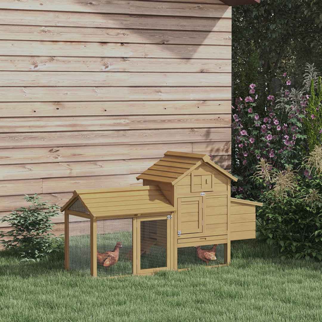 Chicken Coop Hen Cage Small Animal Hutch Nesting Box w/Outdoor Run 150.5 x 54 x 87 cm