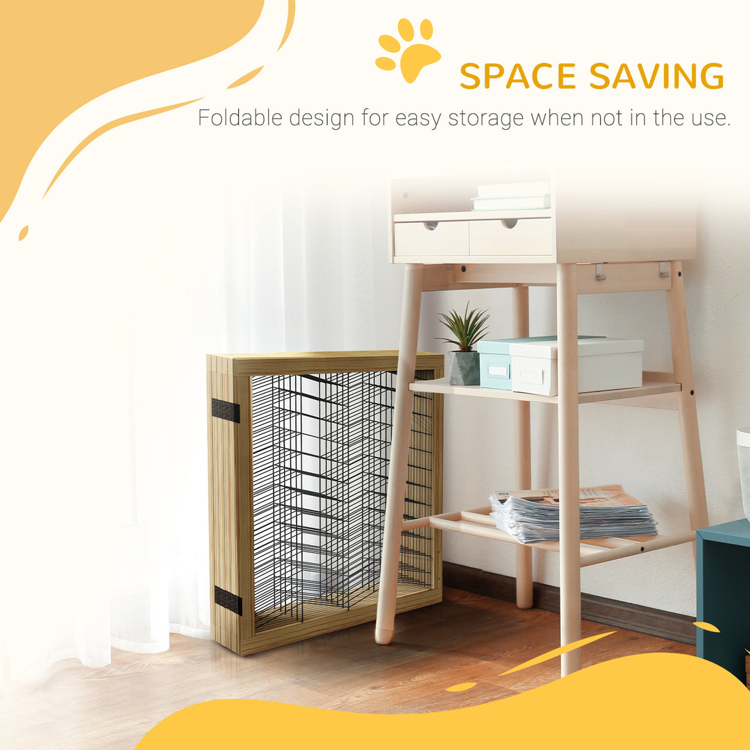 Pet Gate, Wooden Dog Barrier w/ 2PCS for Medium Dogs - Natural Wood Finish